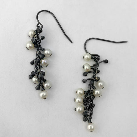 Tiny pearl & spike earrings