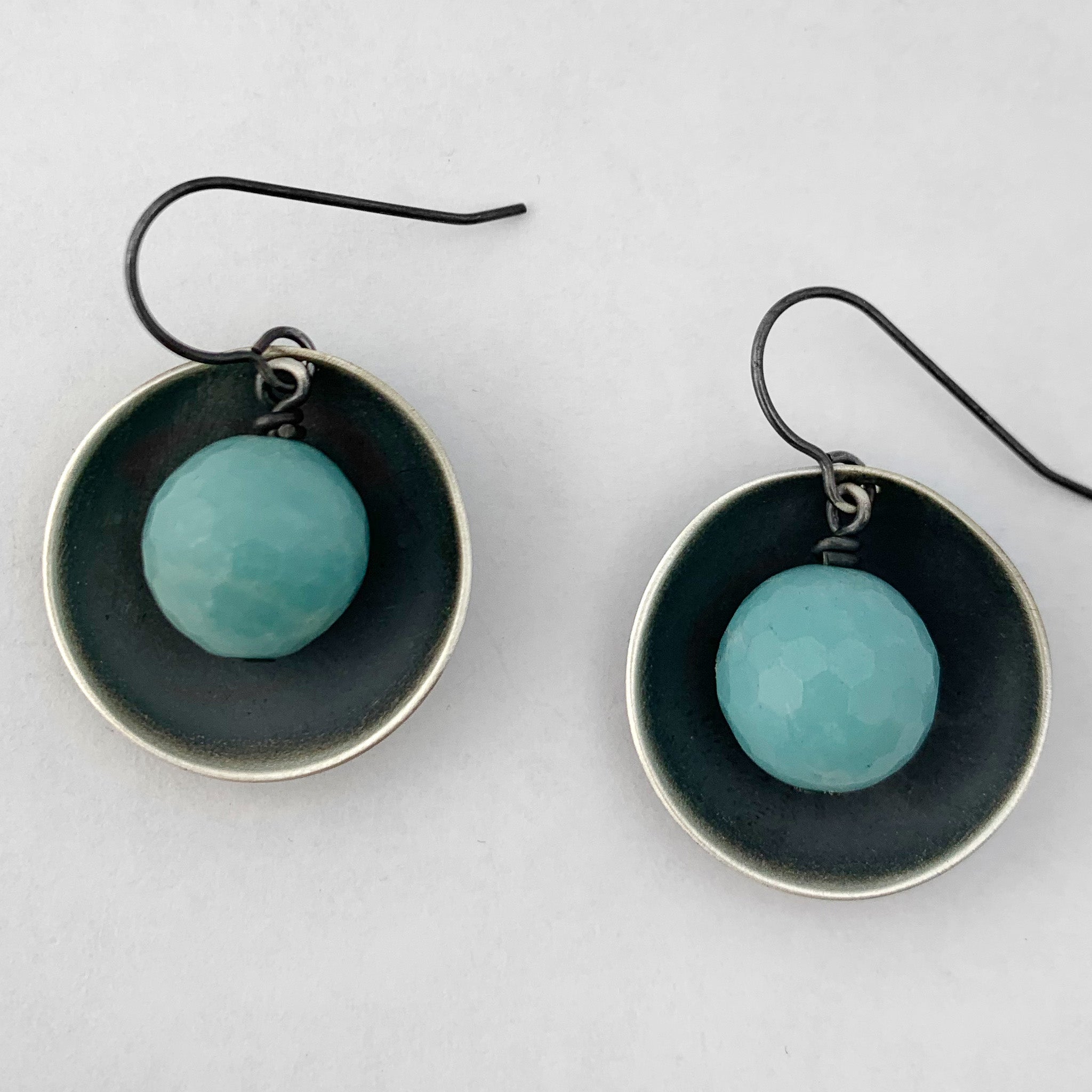 Amazonite cup earrings