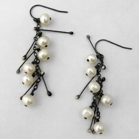 White pearl & spike earrings