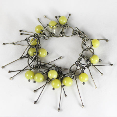 Lemon olive jade spiked bracelet