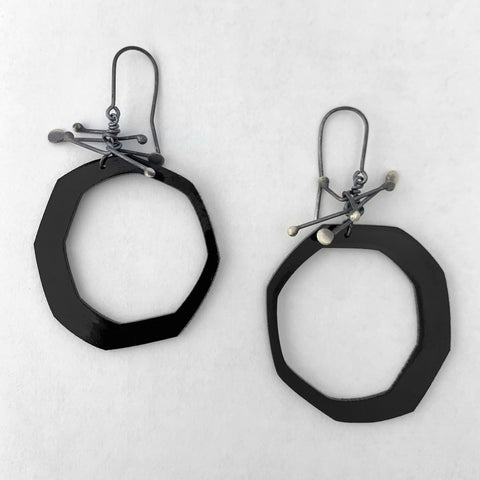 Black acrylic 8 sided earrings